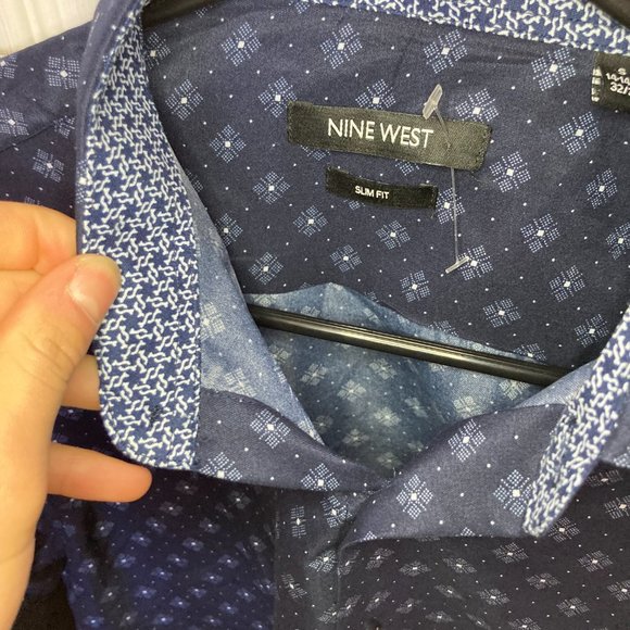 Navy Luxury Dress Shirt- Nine West- NWT!- 50% Off Retail! - Picture 4 of 11